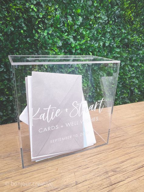 Card Box Acrylic, Card Box Wedding Acrylic, Acrylic Wedding Card Box Ideas, Clear Card Box Wedding, Bridal Shower Card Box Ideas, Wedding Card Box Ideas Elegant, Wedding Box Ideas, Acrylic Card Box Wedding, Wedding Card Box Ideas