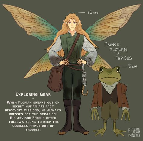 Outfits For Winged Characters, Pigeon Princess, Prince Character Design, Prince Florian, Prince Character, Renfaire Costume, Pixie Design, Plant Fairy, Fairy Oc