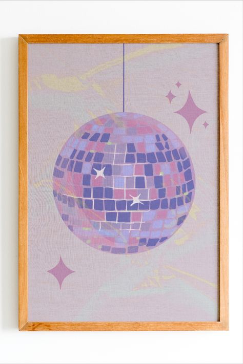 Painted Disco Ball Canvas, Disco Ball Canvas Painting Easy, Disco Ball Watercolor Painting, Paint Inspiration Easy, Purple Things To Paint, Simple Disco Ball Painting, Disco Ball Pottery Painting, Painted Disco Ball Easy, Disco Ball Acrylic Painting