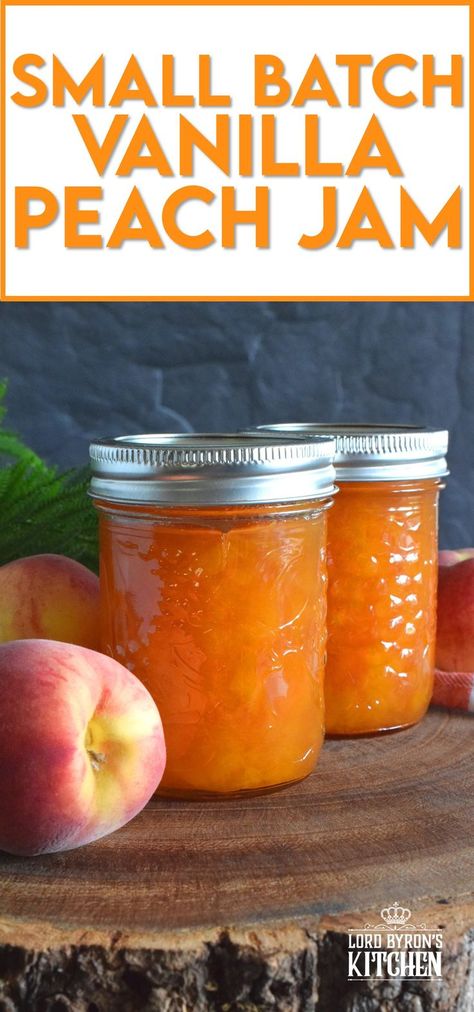 Easy to prepare Small Batch Vanilla Peach Jam is one of my favourite summertime preserves. Prepare this jam when peaches are in season for the best results. All you need are peaches, sugar, and a drop of good vanilla extract. #peach #jam #peaches #smallbatch Vanilla Bean Peach Jam, Vanilla Peach Jam Recipe Canning, Vanilla Peach Jam, Peach Preserves Recipe, Preserves Recipes, Cosmopolitan Cornbread, Jam Canning, Fruit Butters, Fresh Peach Recipes