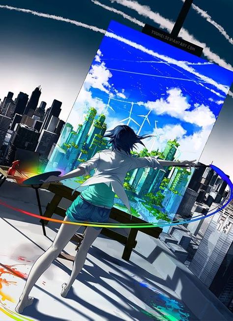 Digital Art  I will not sit, I will not lie I will take my stand and show the world My vision of a better tomorrow Re-imagine by Yuumei Fisheye Placebo, Yuumei Art, Graphisches Design, Have Inspiration, Art Manga, Green City, Arte Obscura, Arte Fantasy, 판타지 아트