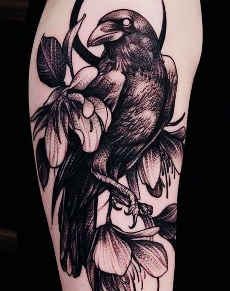 210 Coolest Crow Tattoos Ideas With Meanings (2022) - TattoosBoyGirl Crow Tattoo For Men, Black Crow Tattoos, Edinburgh Tattoo, Crow Tattoos, Tatuaje Trash Polka, Rabe Tattoo, Crow Tattoo Design, Borneo Tattoo, Crow Tattoo