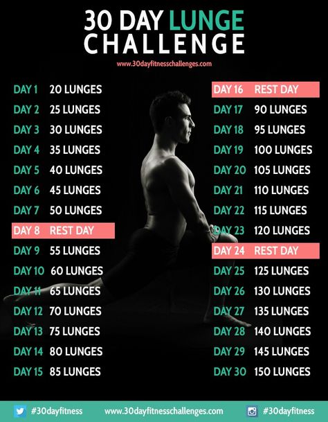 30 Day Challenge Lunge Challenge, Challenge Fitness, Core Challenge, Squat Challenge, 30 Day Fitness, 30 Day Workout Challenge, Challenge Accepted, Workout Chart, Fitness Challenge