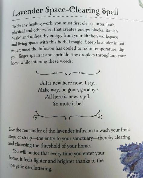 Lavender Spells, Charmed Spells, Cleansing Energy, Charmed Book Of Shadows, Space Clearing, Spell Work, Energy Blocks, Kitchen Witchery, Wiccan Spell Book