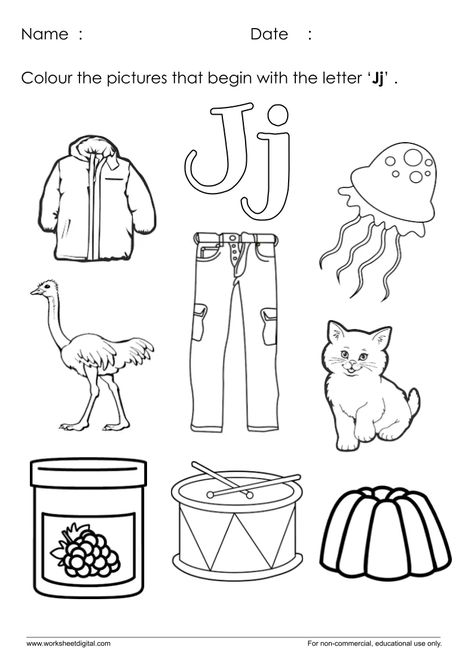 Letter J Worksheet, J Worksheet, February Classroom Activities, Letter J Activities, J Sound, Coloring Letters, Preschool Coloring Pages, Alphabet Worksheets Preschool, Beginning Sound