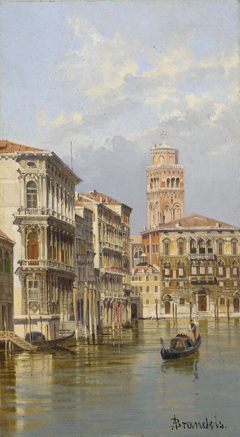 Photos To Print For Room, Vintage Art Landscape, Grand Canal Venice, Sothebys Art, Venice Painting, Istoria Artei, Grand Canal, Vintage Poster Art, Aesthetic Painting