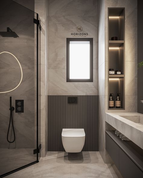 Guest Bedroom on Behance Guest Wc Ideas, Modern Guest Toilet, Guest Toilet Ideas Small Luxury, Guest Toilet Ideas, Small Modern Bathroom Design, Powder Room Interior Design, Tiles Small Bathroom, Modern Classic Bathroom Design, Powder Toilet