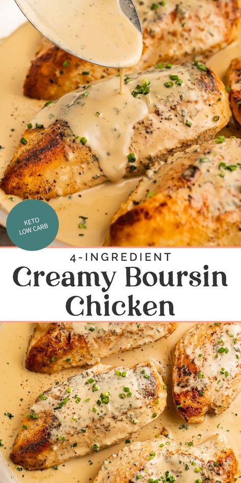 Chef Worthy Dinners, Recipes For Le Creuset Braiser, Boursin Cheese Chicken Crockpot, Boursin Cheese Recipes Crockpot, Boursin Cheese Risotto, One Pan Boursin Chicken, Baked Boursin Chicken, Boursin Cheese Chicken Recipes, Easy Company Dinner Recipes