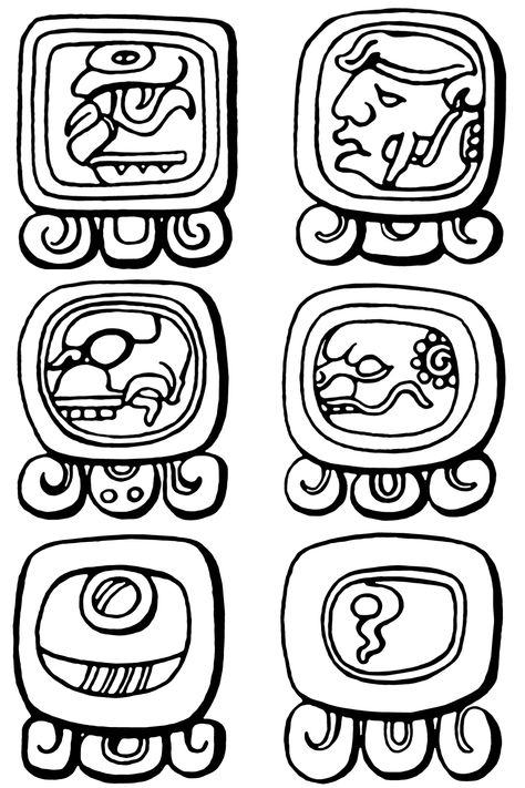 Aztec Glyphs, Maya Symbols, Mayan Numbers, Mayan Astrology, Mayan Glyphs, Maya Calendar, Maya Design, Mexican Art Tattoos, Mayan Symbols