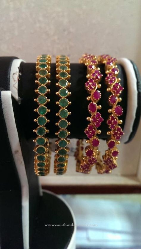 Ruby Gold Bangles Indian, Ruby Bangles Designs, Ruby Bangles Gold, Ruby Bangles Indian, Plain Gold Bangles, 22k Gold Bangles, Latest Indian Jewellery, Designer Bangles, Gold Bangles Indian