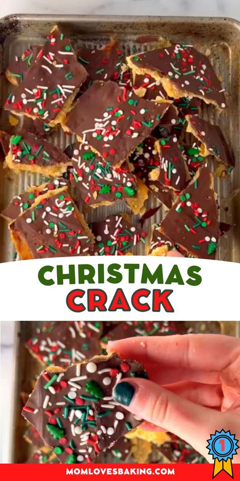 Christmas Recipes Dessert, Toffee Cookie Recipe, Christmas Candy Easy, Yummy Christmas Treats, Christmas Food Treats, Cracker Toffee, Toffee Cookies, Holiday Sprinkles, Christmas Sprinkles