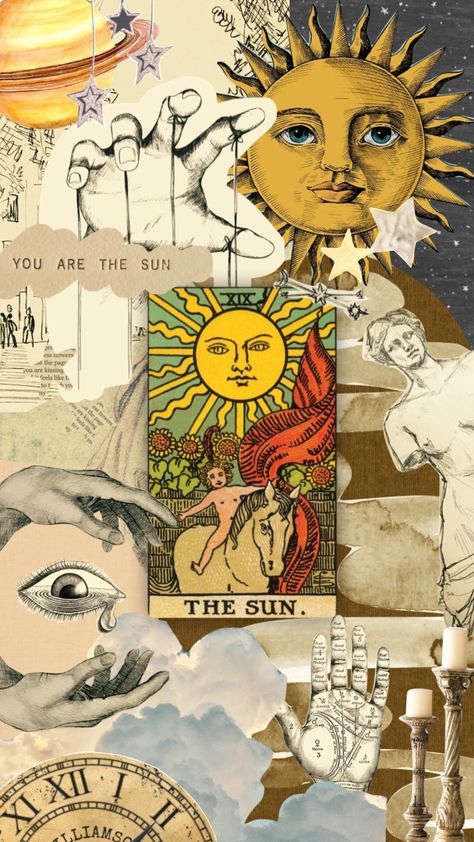 🌞 #thesun #aesthetic #tarot #tarotcards #astrology #collage #moodboard #majorarcana Aesthetic Tarot Wallpaper, Love Tarot Card Wallpaper, Tarot Lockscreen Aesthetic, Collage Tarot Cards, Wallpaper Iphone Tarot, Tarot Collage Art, Aesthetic Tarot Cards Wallpaper, Sun Tarot Wallpaper, Tarot Iphone Wallpaper