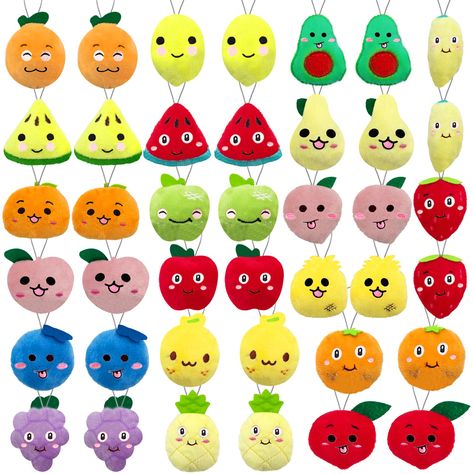 PRICES MAY VARY. Package includes：40 Pcs mini fruit plush toys，mini stuffed fruit assorted toys includes 20 different styles such as lemons, avocados, watermelon, bananas, peaches, apples, pineapples, blueberries, grapes. The stuffed fruit is really a very Interesting gift toys Adorable Design: Every mini plush toy has a unique design，Bright colors, lovely faces and vivid shapes making these hanging fruit assorted toys keychain more attractiv ! Also great for Easter eggs stuffers filler, goodie Fruit Theme Party Favors, Stuffed Fruit, Easter Egg Stuffers, Kindergarten Graduation Gift, Egg Stuffers, Carnival Birthday Party, Pinata Fillers, Baby Fruit, Carnival Prizes