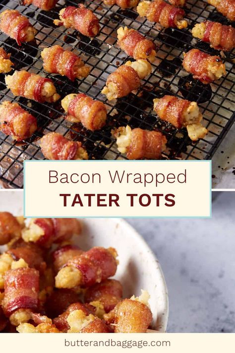 Bacon Wrapped Tater Tots, Bacon Wrapped Cheese, Tater Tot Recipes, Bacon Appetizers, Fingerfood Party, Bombe Recipe, Tater Tots, Party Appetizers, Great Appetizers