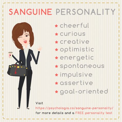 Sanguine Personality Traits – the Boredom Busters | Psychologia Personality Infographic, Temperaments Personality, Sanguine Personality, 4 Temperaments, Temperament Types, Psychology Terms, Free Personality Test, Colleges For Psychology, Psychology Courses