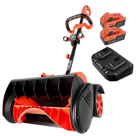 PRICES MAY VARY. HIGH EFFICIENCY & HIGH MANEUVERABILITY - This cordless snow shovel is equipped with a powerful 48V brushless motor, powered by two 24V rechargeable lithium battery packs, offering a maximum runtime of 30 minutes. As a hand held snow shovel, we have equipped it with specialized snow wheels to ensure high maneuverability, making your snow removal work quick and manageable. ERGONOMIC DESIGN & STREAMLINED DESIGN - We have crafted this power snow shovel with a unique streamlined appe Snow Shovel With Wheels, Electric Snow Shovel, Snow Shovels, Snow Blowers, Snow Removal, Snow Blower, Streamlined Design, Brushless Motor, Snow Shovel