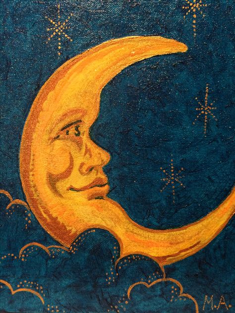 Vintage Moon, Moon Drawing, Moon Painting, Celestial Art, Arte Inspo, Hippie Art, On The Moon, Moon Art, Art Deco Ring