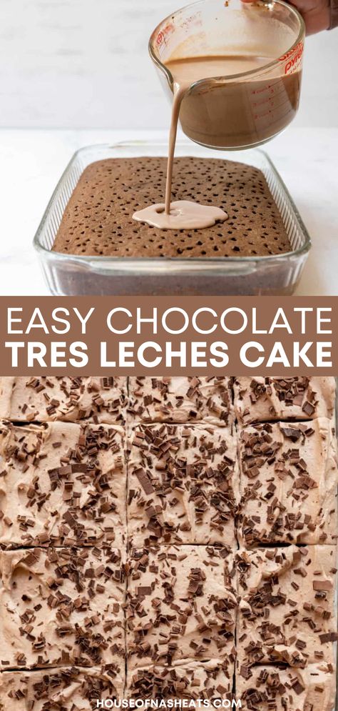 Tres Leches Icing Recipe, Des Leches Cake, Ridiculous Chocolate Cake, Tres Leches Cake Recipe Chocolate, Tees Leches Cake Recipe, Seis Leches Cake, Tres Leches Chocolate Box Cake Recipe, Tres Leches Cake From Scratch, Mexican Chocolate Tres Leches Cake