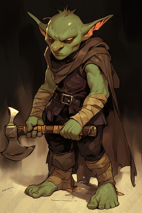 Goblin Fighter/Barbarian Goblin Anatomy, Goblin Blacksmith, Goblin Oc Male, Character Design Fighter, Dnd Goblin Character Design, Goblin Fantasy Art, Male Goblin Art, Goblin Paladin, Goblin Barbarian