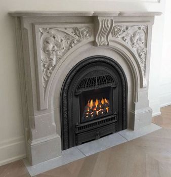 Arched Fireplace Mantle, Victorian Style Fireplace, Arched Electric Fireplace, Nyc Fireplace, Brooklyn Fireplace, Vintage Fireplace Ideas, Equestrian Library, Victorian Fireplace Ideas, Arch Fireplace