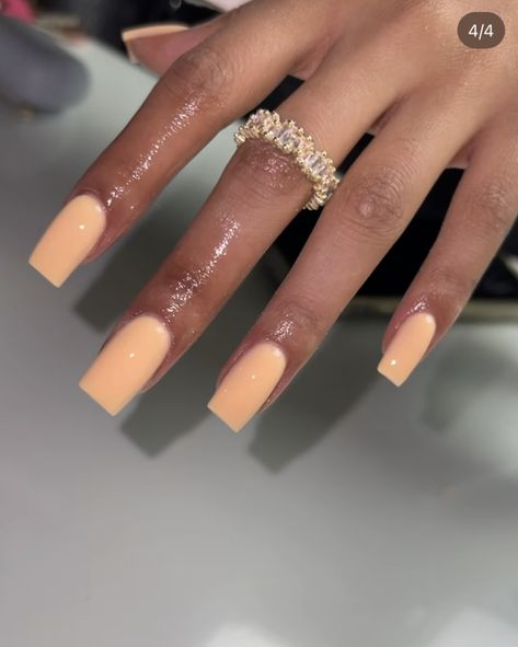 Orange Powder Nails, Creamy Orange Nails, Cream Orange Nails, Creamsicle Orange Nails, Short Square Nails Summer Colors, Orange And Cream Nails, Milky Orange Nails, Champagne Nail Color, Orange Creamsicle Nails