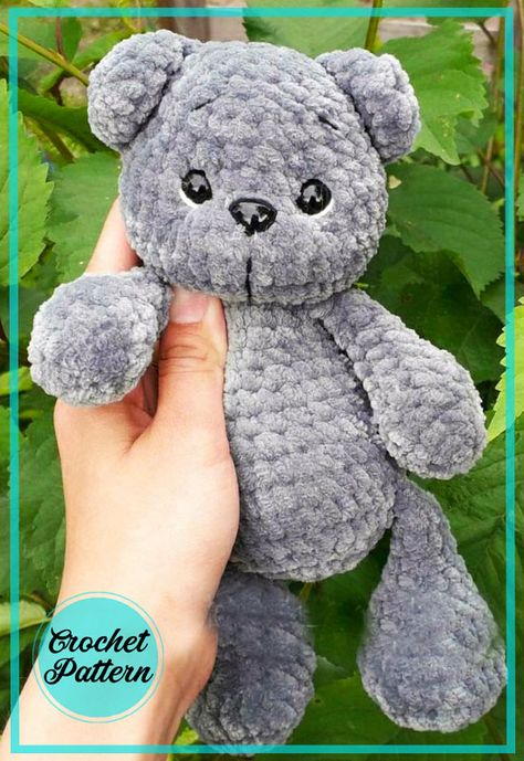 Plush Teddy Bear Amigurumi PDF Free Crochet Pattern - Amigurumiday Crochet Teddy Bear Pattern Free, Teddy Bear Patterns Free, Crochet Bear Patterns, Easy Crochet Animals, Crochet Teddy Bear Pattern, Crochet Animals Free Patterns, Crochet Teddy Bear, Haken Baby, Crochet Amigurumi Free