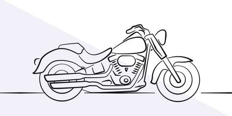 Simple Easy Drawings, Cartoon Motorcycle, Moto Harley Davidson, Harley Tattoos, Lines Tattoo, Motorcycle Cruiser, Harley Davidson Tattoos, Easy Draw, Motos Harley