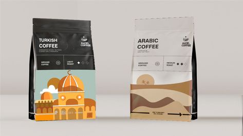 Mohammad Smadi Creates Akan Coffee Packaging Design - World Brand Design Society Arab Packaging Design, Arabic Coffee Branding, Coffee Pouch Packaging Design, Arabian Pattern, Coffee Packaging Design, Coffee Pouch, Coffee Around The World, Arabic Coffee, Medium Roast Coffee