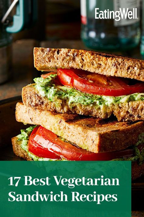 These vegetarian sandwiches combine fresh, crunchy veggies with other delicious ingredients, like hummus, falafel and avocado, for a tasty lunch. Whether you want to enjoy a grilled cheese sandwich and a cup of soup or a veggie wrap and some fresh fruit, we have something that will surely satisfy.#vegetarianrecipes #vegetariandiet #sandwichrecipes #lunchrecipes #vegetariansandwiches Easy Veggie Sandwiches, Vegetarian Lunch Sandwich Ideas, Sandwich Without Meat, Vegetarian Sandwich Recipes Cold, Vegetarian Sandwich Ideas, Vegetarian Sandwiches, Vegetarian Deli Sandwich, Lettuce Sandwich Vegetarian, Pesto Vegetarian Sandwich