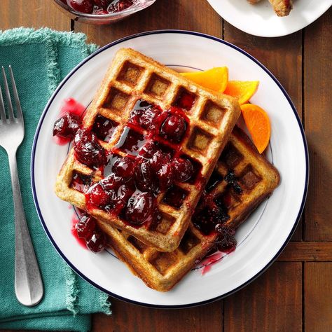 Cranberry-Walnut Belgian Waffles Christmas Brunch Ideas, Christmas Brunch Menu, Belgian Waffles Recipe, Walnut Recipes, Cranberry Bread, Sweet Potato Hash, Belgian Waffles, Christmas Brunch, Xmas Food