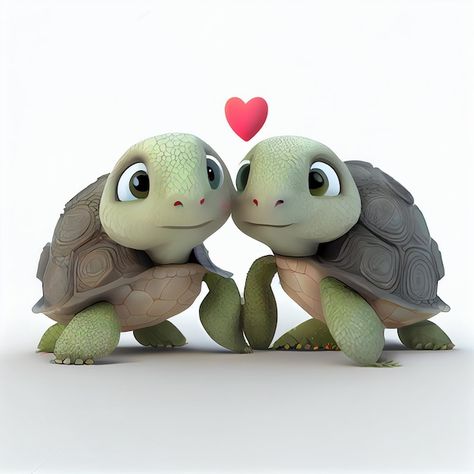 Couple Animals, Valentine Animals, Animal Couple, Turtle Wallpaper, Simple Drawings, Cute Turtle, Turtle Love, Photo Cute, Couple In Love