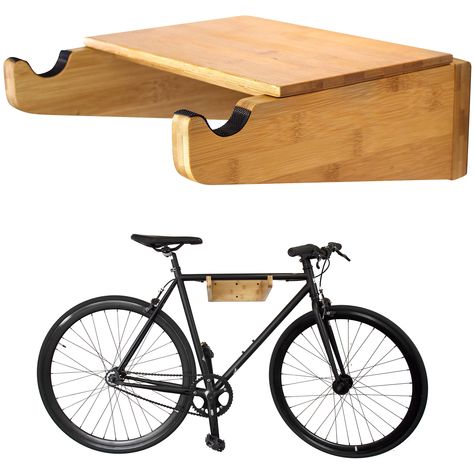 PRICES MAY VARY. Store Your Bike in Style: The bamboo bike mount is the perfect way to store your bike indoors. Made from sustainable bamboo, our bike rack allows you to save space and look classy Doubles as a Shelf: Store your helmet, keys, water bottle and more with our removable shelf. Easily installs on top of the rack. Silicone padded hooks to protect your frame. Hooks have been designed to hold larger, oval shaped bike frames. Holds bikes up to 40lbs. Easy to assemble: Comes with all mount Bicycle Wall Mount, Indoor Bike Storage, Bamboo Bicycle, Bike Storage Solutions, Bike Hooks, Bike Wall Mount, Bike Hanger, Wooden Bicycle, Support Velo