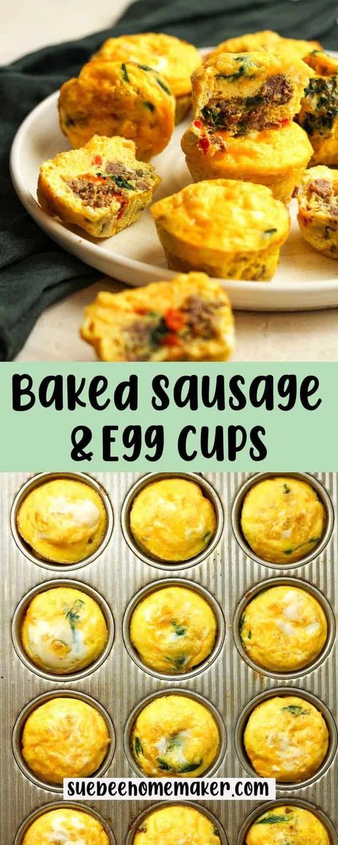 Start your morning right with these irresistible Sausage, Egg, and Cheese Muffins! A delicious blend of savory flavors in a convenient handheld package, these muffins are the perfect on-the-go breakfast solution. Make Ahead Sausage Egg Muffins, Sausage In Muffin Tin, Sausage And Egg Cups, Breakfast Sausage Pancake Muffins, Sausage Egg Muffin Cups, Sausage Egg Bites Muffin Tins, Egg Bites Sausage, Egg Sausage Muffins, Egg And Sausage Muffins