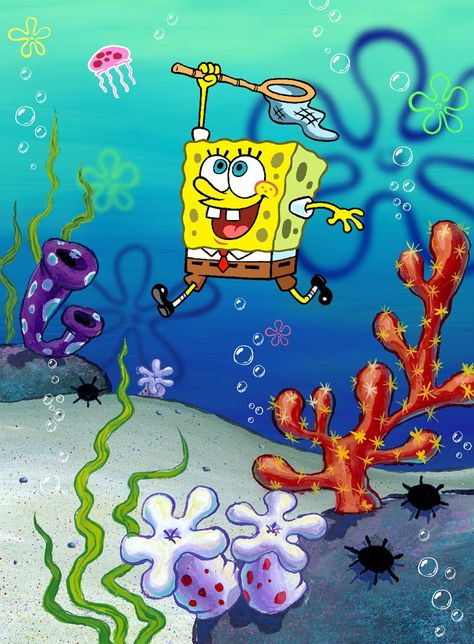 Bob esponja pantalones cuadrados Sponge Bob Jelly Fish, Spongebob Jellyfishing, Spongebob Art, Bob Sponge, Spongebob Coloring, Spongebob Pics, Spongebob Cartoon, Spongebob Drawings, Spongebob Painting