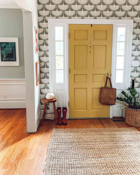 Interior Front Door Color, Yellow Front Door, Interior Front Door, Best Front Door Colors, Front Door Ideas, Yellow Front Doors, Front Door Interior, Green Front Doors, Red Front Door