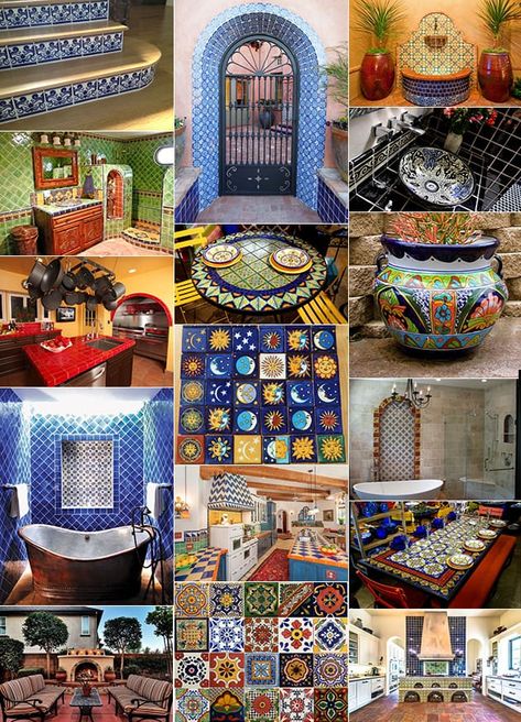 Talavera Tiles Bathroom, Mexican Kitchen Decor Ideas, Talavera Tile Kitchen, Mexican Tile Art, Mexican Tile Backsplash, Mexican Tile Kitchen, Mexican Tile Bathroom, Talavera Art, Spanish Style Bathrooms