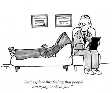 "Let's explore this feeling that people are trying to cheat you" Psychiatrist Humor, Mental Health Humor, Therapy Humor, Everybody Hurts, Psychology Humor, Psychology Jokes, Meme Comics, New Yorker Cartoons, Grumpy Cat Humor