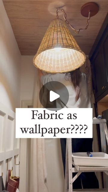 Abby Kulp  DIY | DESIGN on Instagram: "I tried hanging fabric for wallpaper and I LOVE it!!!! First I tried using fabric starch as glue but honestly I couldn’t get the fabric to stay.  I grabbed strippable wallpaper glue instead (great if you’re renting) and it has held the fabric perfectly!! 

Comment LINK for the curtains and glue I used! 🫶

#wallart #wallpaper #homesweethome #walldecor #apartmenttherapy #sodomino" Fabric As Wallpaper Diy, Fabric On Walls Diy, Fabric As Wallpaper, Fabric On Walls, Starched Fabric Wall, Fabric Starch, Wallpaper Glue, Pool Bath, Hanging Fabric