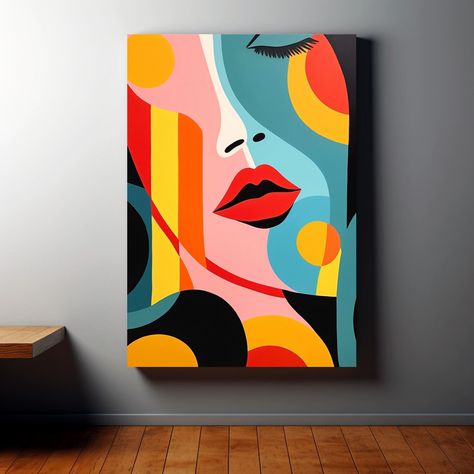 "PopArt Woman's Face, Abstract Minimalism Canvas Pint,Wall Art Canvas, Canvas Wall Art,Large Canvas Wall Art,Christmas Gift, Fine Art Prints Explore the captivating world of art with our masterpiece \"Pop Art Woman's Face\", a stunning example of abstract minimalism that brings color and expression to your home. This high-quality print is more than decoration; it is a remarkable creation that will give your space a unique look. ✨ Abstract minimalism: Immerse yourself in the beauty of abstract minimalism, where every detail is a statement. 🖼️ Artistic excellence: Printed on high-quality 270 g matte satin photo paper, this artwork is not just a decoration, but a great piece that will flood your living space with creativity and style. 🎁 Unique Christmas gift: Still looking for that special Modern Pop Art Canvas, 2 Canvas Painting Ideas, Large Canvas Art Abstract, Pop Art Prints, Face Abstract, Canvas Art Painting Acrylic, Abstract Pop Art, Pop Art Patterns, Minimalist Artist