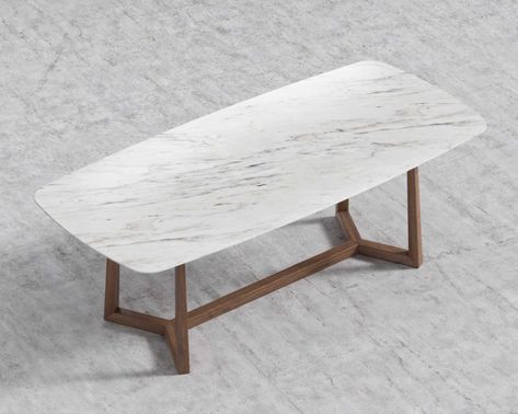 Eleanor Dining Table - Walnut - White Marble Marble Dinner Table, Table 8, Rove Concepts, White Carrara Marble, Metal Dining Table, Marble Surface, Space Saving Furniture, Marble Table, White Table