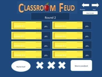 Engage your students with this fun and interactive game!

- Create your own categories and questions.
- Play in teams or individually.
- Track your scores on the leaderboard.
- The perfect game for review or for a fun Family Feud Party, Asl Games, Family Feud Template, Teacher Items, Leadership Ideas, Jeopardy Template, Thanksgiving Facts, Family Feud Game, Game Decor