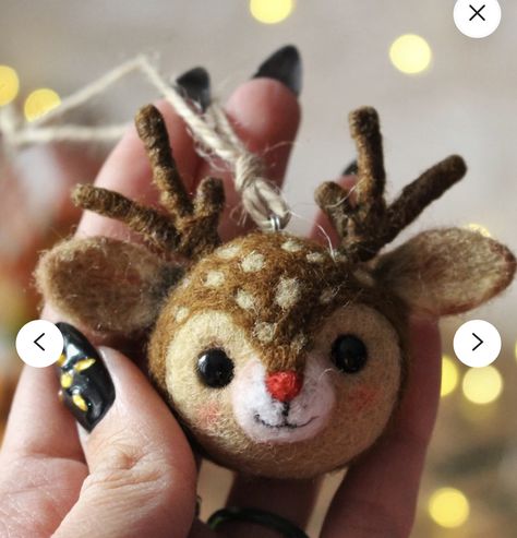 Felted Reindeer, Reindeer Cute, Needle Felted Ornaments, Felted Christmas, Tree Toy, Needle Felting Diy, Needle Felted Christmas, Felt Crafts Christmas, Needle Felting Tutorials