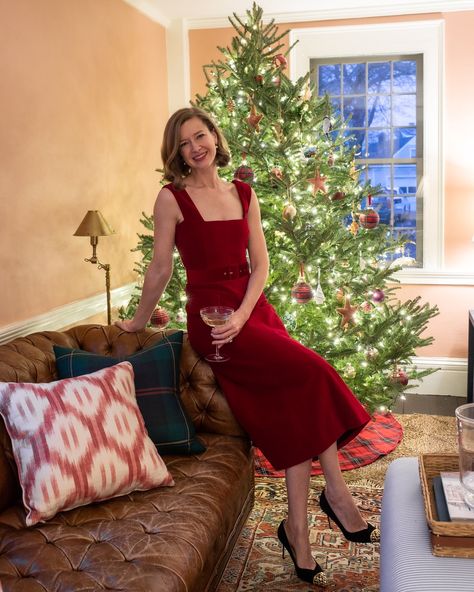 Stacie Flinner Emilia Wickstead Red Velvet Petra Dress Stacie Flinner, Red Christmas Dress, Christmas Dress Women, Christmas Celebration, Quick Outfits, Fashion Design Clothes, Christmas Dress, Outfit Posts, Classic Christmas