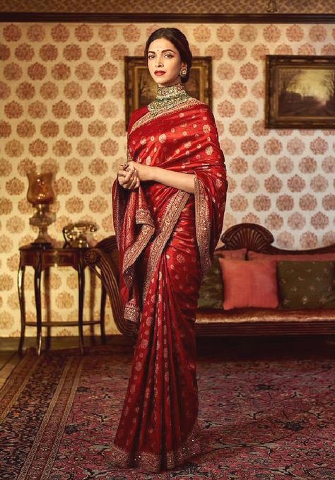 Deepika Padukone Saree, भारतीय दुल्हन संबंधी, Sabyasachi Sarees, Red Sari, Banarsi Saree, Red Saree, Elegant Saree, Outfit Trends, Saree Dress