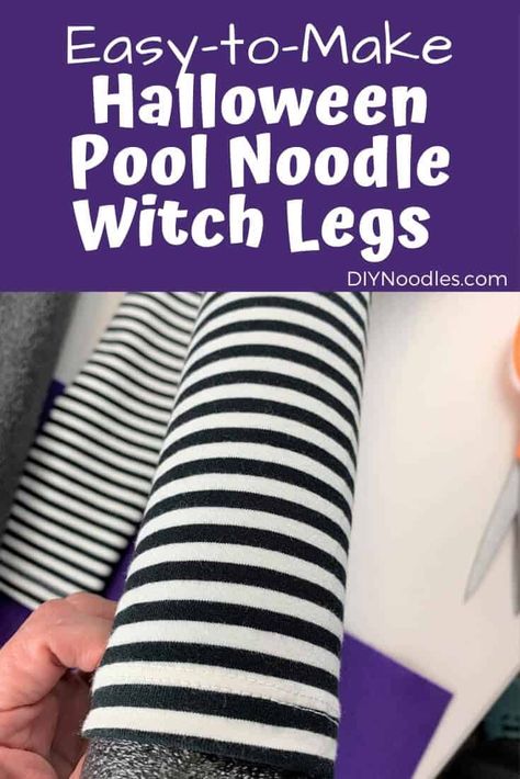 Diy Witch Boots Halloween Decorations, Diy Witches Legs In Pot, Diy Fall Decor Pool Noodle, Diy Halloween Decorations Pool Noodles, Halloween Witch Legs Decor, Diy Witch Legs And Shoes, Witch Legs Decor, Upside Down Witch Legs Diy, Witch Legs In Cauldron