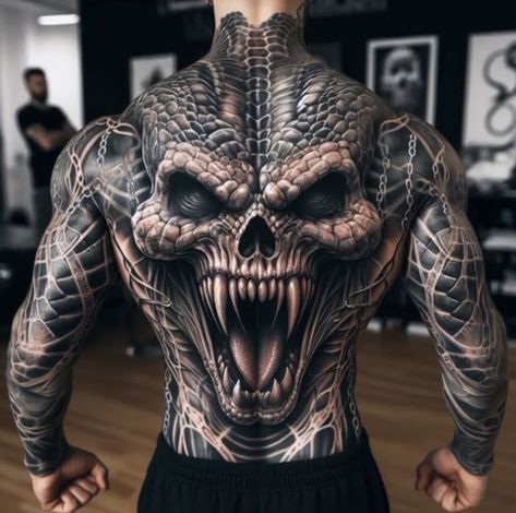 Arm Sleeve Men Tattoo, Men’s Full Back Tattoo, Man Back Tattoo Ideas, Evil Sleeve Tattoos For Men, Gothic Forearm Tattoos Men, Spider Tattoo Sleeve, Back Of The Arm Tattoo Men, Illusion Tattoo Men, Evil And Good Tattoo