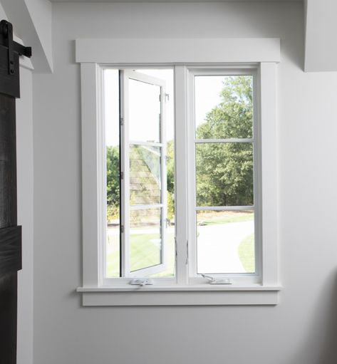 Window Casement Trim, Casement Windows Exterior, Service Yard, Window Casement, Window Grids, Window Designs, Casement Window, House Trim, House Design Exterior