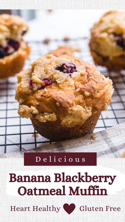 Blackberry Banana Recipes, Gluten Free Berry Muffins, Banana Blackberry Muffins, Banana Cherry Muffins, Blackberry Oatmeal Muffins, Blackberry Muffins Healthy, Blackberries Recipes, Banana Muffins No Sugar, Blackberry Muffin Recipe