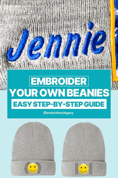 DIY Beanie Embroidery Tutorial: Easy Step-by-Step Instructions for Customizing Your Own Beanies Embroidery Ideas To Sell Products, Items To Embroider On, Diy Embroidery Hat, Diy Beanie, Beanie Embroidery, Free Machine Embroidery Designs Patterns, Embroidery Items, Embroidery Easy, Brother Embroidery Machine