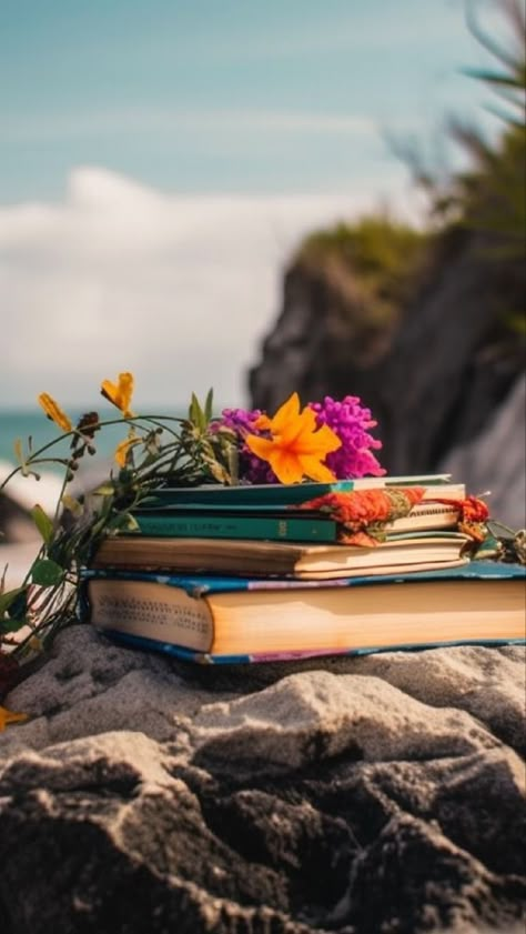 Wallpaper Books Aesthetic, Positive Wallpaper Iphone, Positive Wallpaper, Aesthetic Beach Pictures, Wallpaper Books, Pictures Flowers, Beach Reads, Find Inner Peace, Aesthetic Books